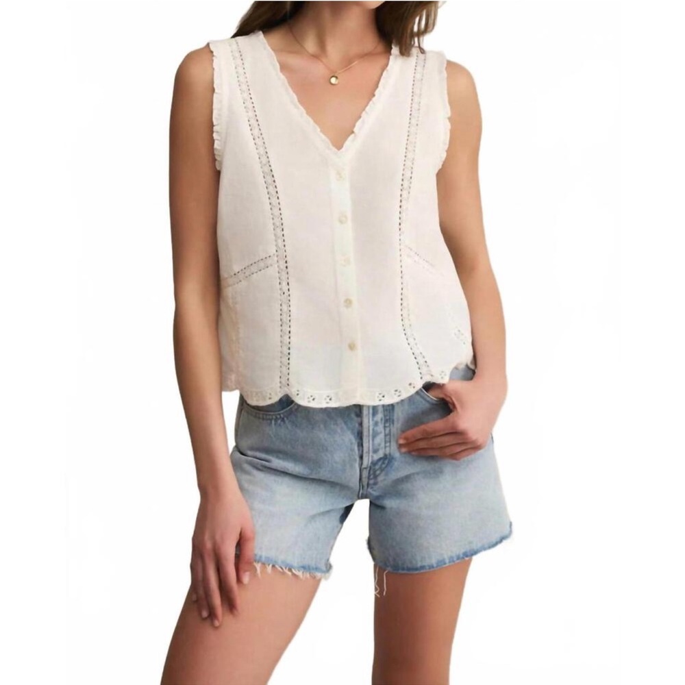 Z Supply Tomi Embroidered Tank in White NWT